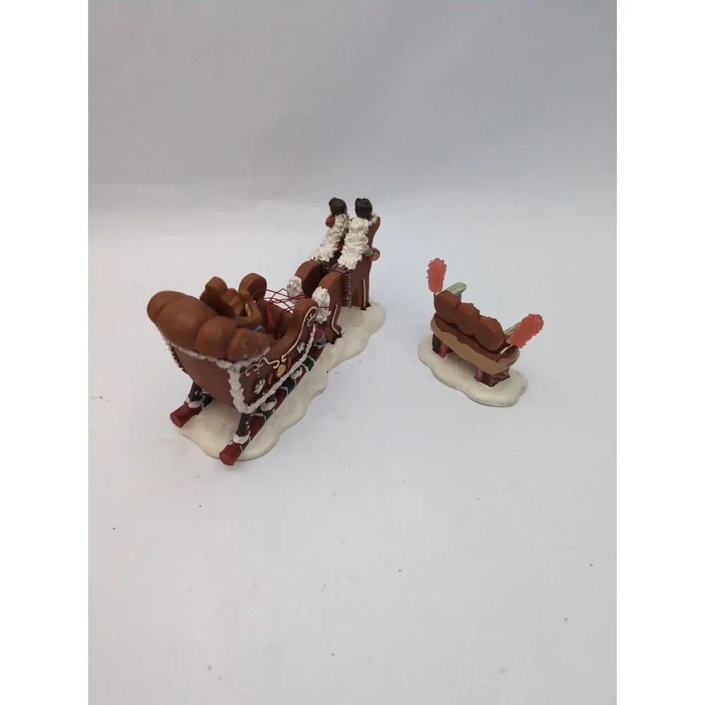 Lemax Snowman Gingerbread Sled Sugar & Spice Bench Figures Christmas Village Vtg